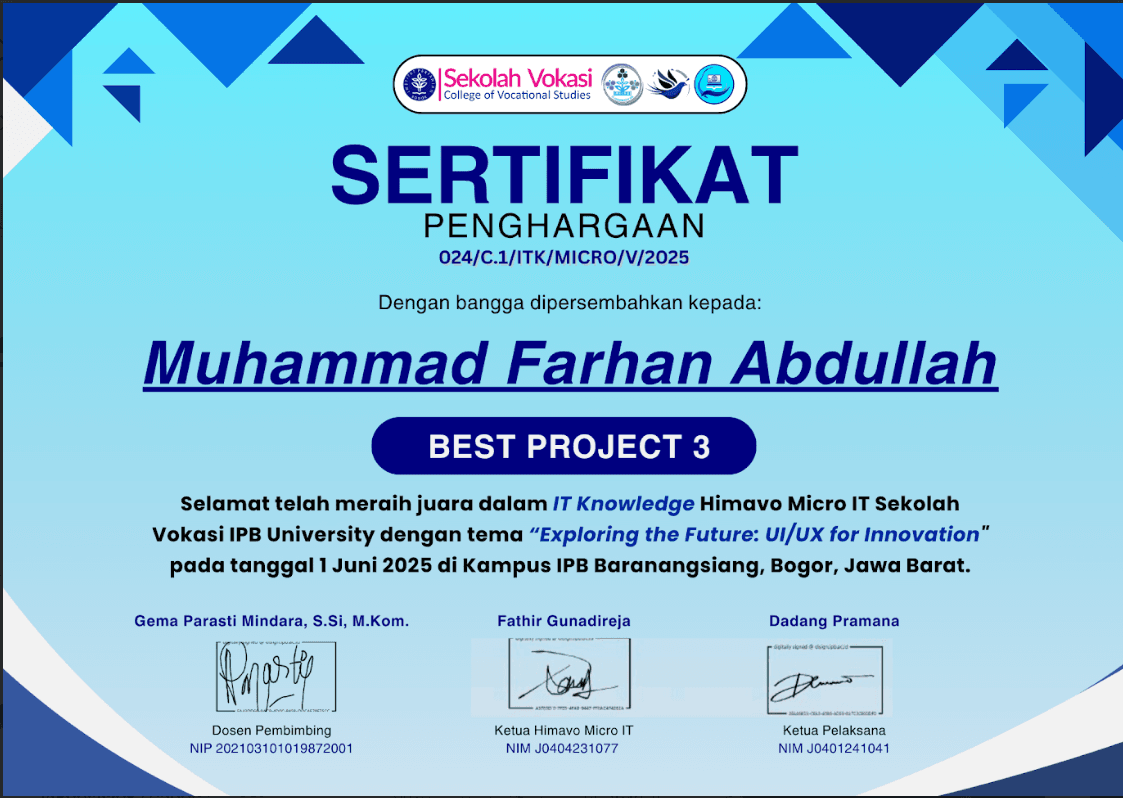 Sertifikat Best Project 3