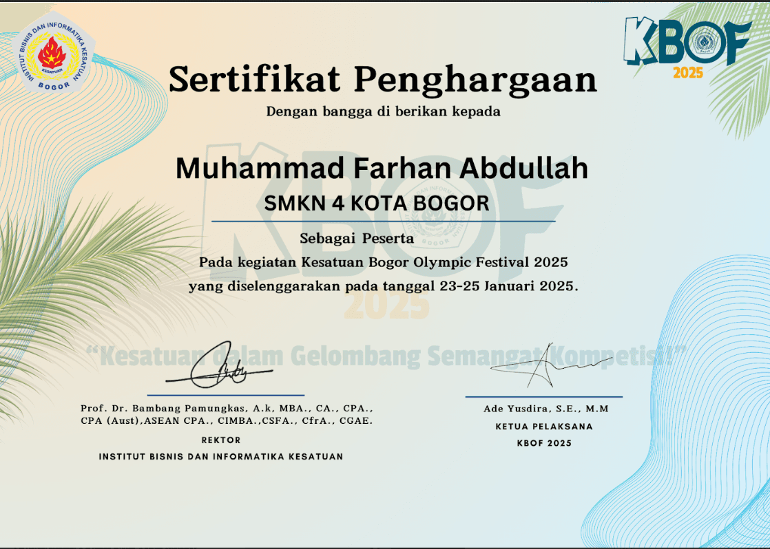 Sertifikat Finalis Web Design